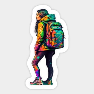 Girl with a backpack design #7 Sticker